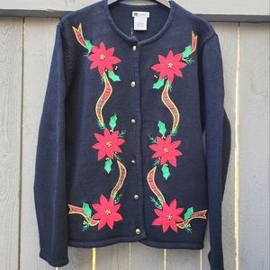 Poinsettia Christmas Sweater M